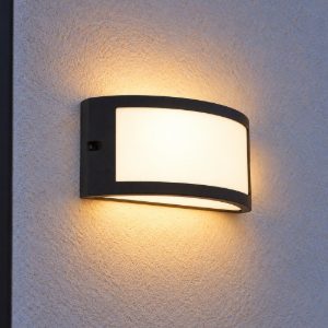 Eglo poggiarello applique da esterno 22cm ip54 moderna rettangolare con diffusore opale nera