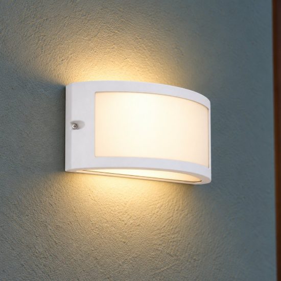 Eglo poggiarello applique da esterno 22cm ip54 moderna rettangolare con diffusore opale bianca