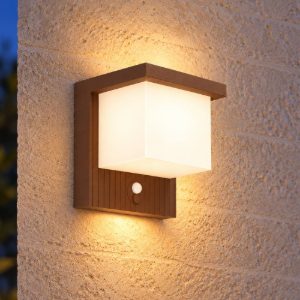 Eglo frigento applique solare da esterno led 7w 3000k 14cm ip44 moderna marrone ruggine con sensore