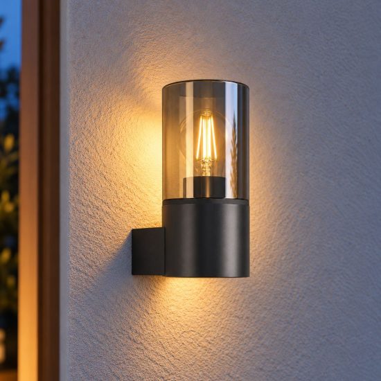 Eglo cropani applique da esterno 12cm ip54 moderna cilindrica nera opaca