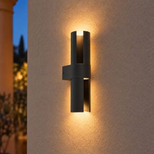 Eglo montelauro applique da esterno led 7w cct 3000k 6500k 8cm ip65 moderna nera