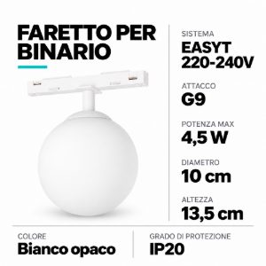 Eglo easyt sphere spot faretto per binario g9 10cm moderno bianco