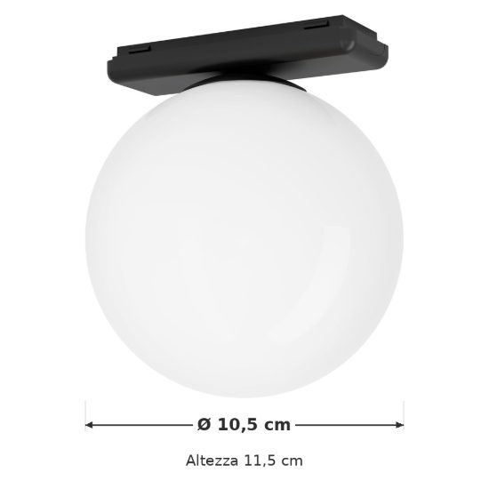 Eglo tplus sphere spot faretto per binario led 6w cct 2700k 6500k 10,5cm moderno nero