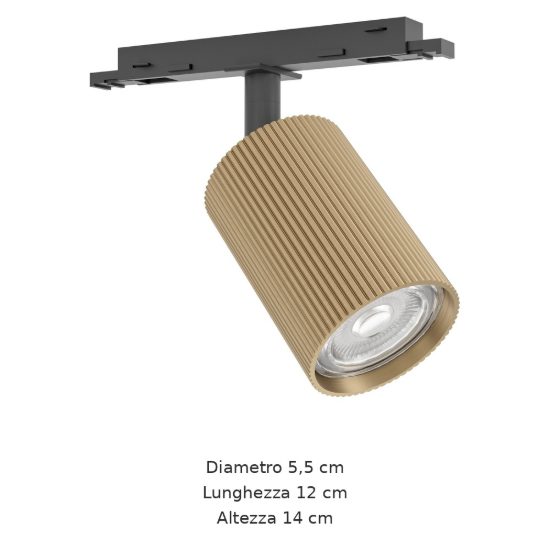 Eglo easyt spot ripple faretto per binario gu10 5,5cm moderno ottone con adattatore nero