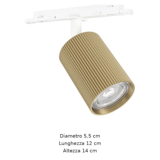 Eglo easyt spot ripple faretto per binario gu10 5,5cm moderno ottone con adattatore bianco