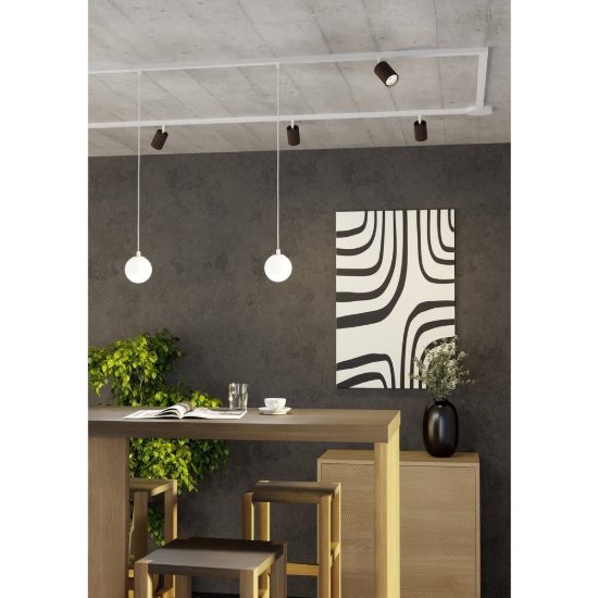 Eglo easyt spot ripple faretto per binario gu10 5,5cm moderno bronzo scuro con adattatore bianco