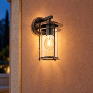 Eglo valdeo applique da esterno 16,5cm ip44 classica a lanterna rame invecchiato