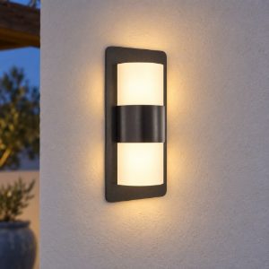 Eglo cistierna applique da esterno 2 luci 18cm ip44 moderna rettangolare antracite