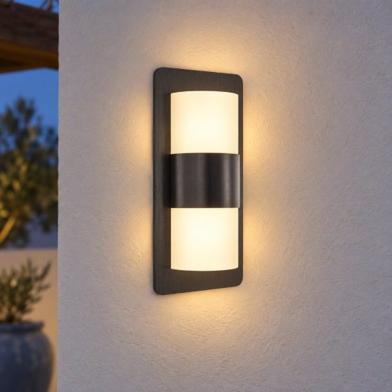 Eglo cistierna applique da esterno 2 luci 18cm ip44 moderna rettangolare antracite