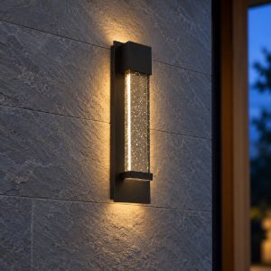 Eglo villagrazia applique da esterno led 6,6w 3000k 12cm ip44 moderna rettangolare nera