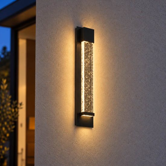 Eglo villagrazia applique da esterno led 6,6w 3000k 12cm ip44 moderna lineare nera