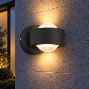 Eglo treviolo applique da esterno led 4,4w 3000k 9cm ip44 moderna cilindrica biemissione antracite