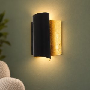 Eglo falicetto applique 25cm per soggiorno moderna nera e oro