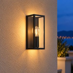 Eglo amezola applique da esterno per terrazzo nera rettangolare ip44