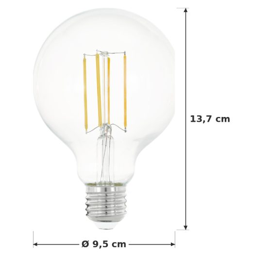 Eglo lampadina led e27 8w 2700k a globo trasparente 9,5cm a filamento confezione da 4 pezzi