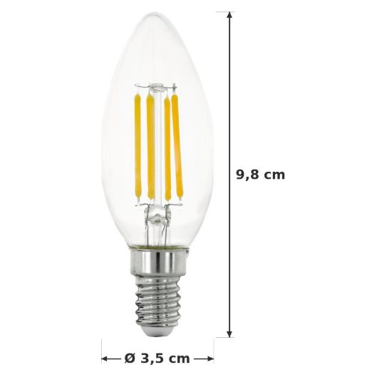 Eglo lampadina led e14 7w 2700k a candela trasparente h9,8cm a filamento confezione da 8 pezzi