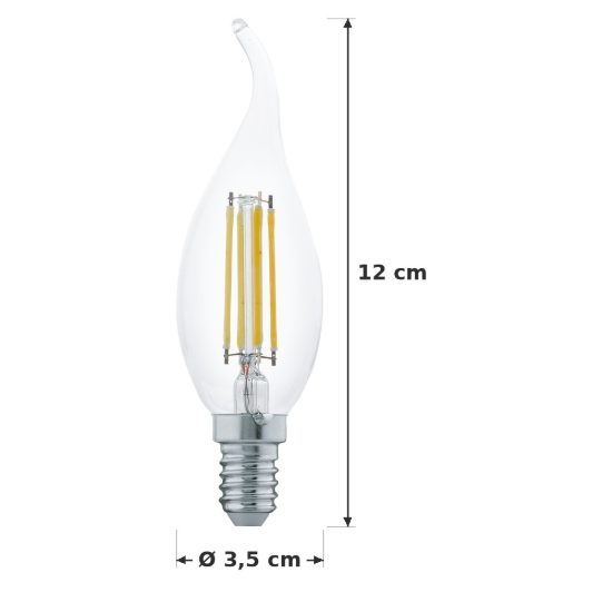 Eglo lampadina led e14 4w 2700k a candela trasparente h12cm a filamento equivalente 32w confezione da 8 pezzi