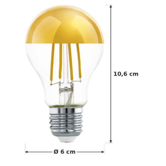 Eglo lampadina led e27 7,3w 2700k a goccia trasparente e oro a filamento confezione da 8 pezzi