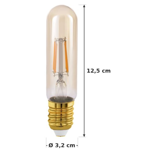 Eglo lampadina led e27 4w 2200k tubolare ambrata 3,2cm a filamento confezione da 8 pezzi