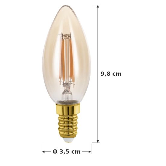 Eglo lampadina led e14 4w 2200k a candela ambrata h9,8cm a filamento confezione da 8 pezzi