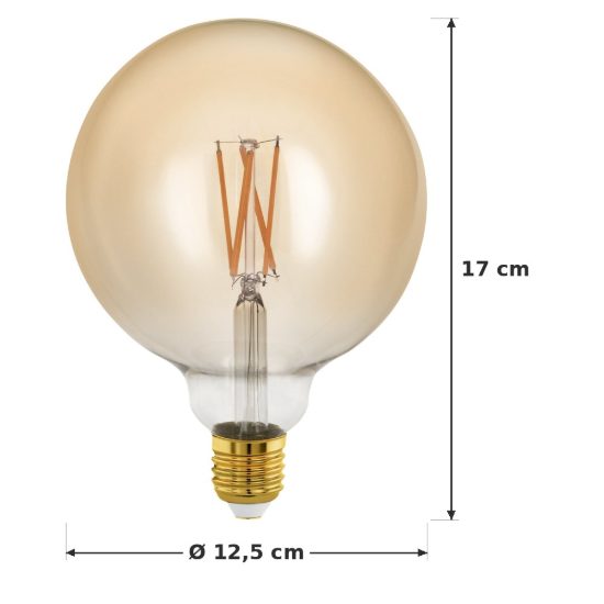 Eglo lampadina led e27 4w 1700k a globo ambrata 12,5cm a filamento dimmerabile confezione da 4 pezzi