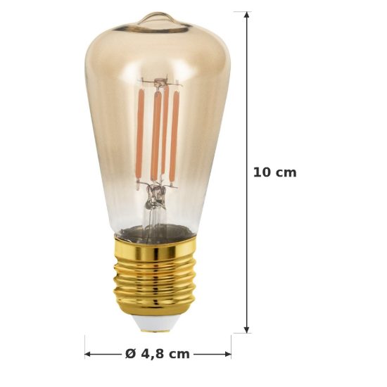 Eglo lampadina led e27 4w 1700k a oliva ambrata 4,8cm a filamento dimmerabile confezione da 8 pezzi