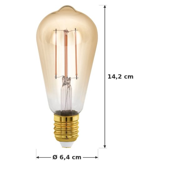 Eglo lampadina led e27 4w 1700k a oliva ambrata 6,4cm a filamento dimmerabile confezione da 8 pezzi