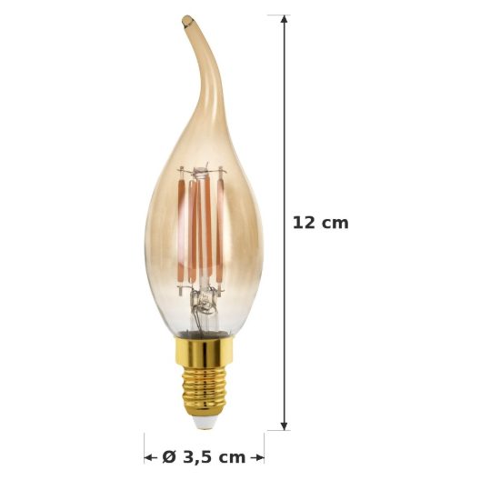 Eglo lampadina led e14 4w 1700k a candela ambrata h12cm a filamento dimmerabile confezione da 8 pezzi