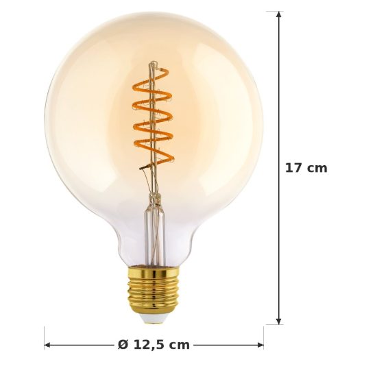 Eglo lampadina led e27 4w 2200k a globo ambrata 12,5cm con filamento a spirale confezione da 4 pezzi