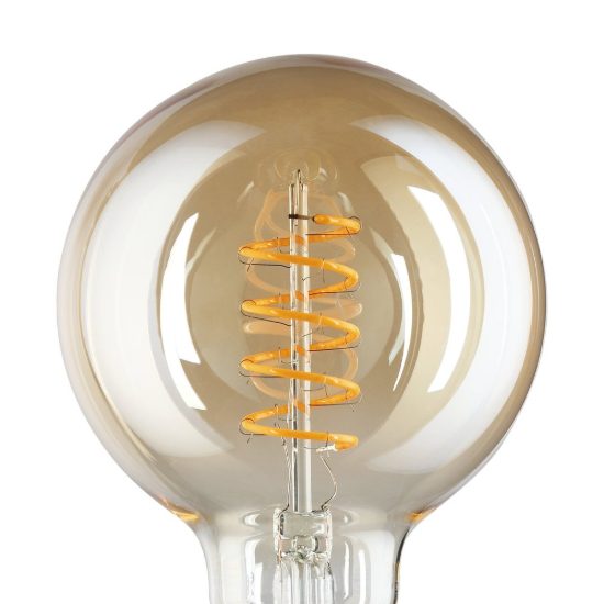 Eglo lampadina led e27 4w 2000k a globo ambrata 9,5cm con filamento a spirale dimmerabile confezione da 4 pezzi