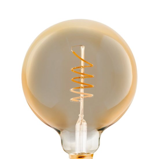 Eglo lampadina led e27 4w 2000k a globo ambrata 12,5cm con filamento a spirale dimmerabile confezione da 4 pezzi