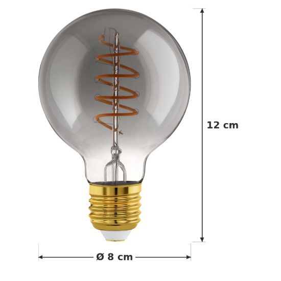Eglo lampadina led e27 4w 2000k a globo nera trasparente 8cm con filamento a spirale dimmerabile confezione da 4 pezzi