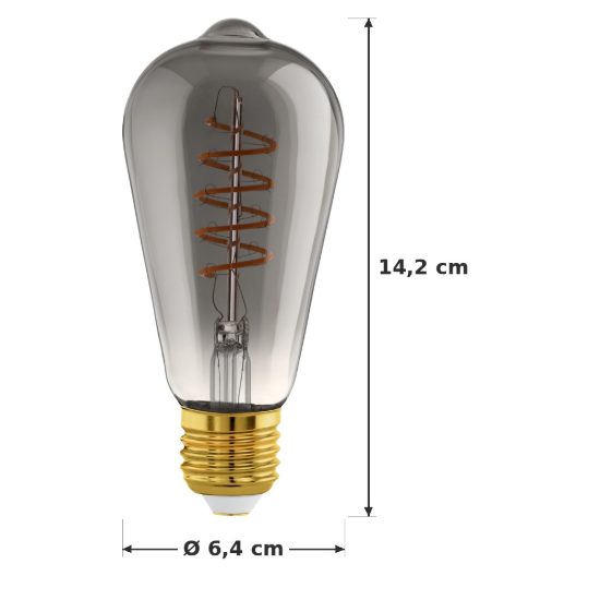 Eglo lampadina led e27 4w 2000k a oliva nera trasparente 6,4cm con filamento a spirale dimmerabile confezione da 8 pezzi