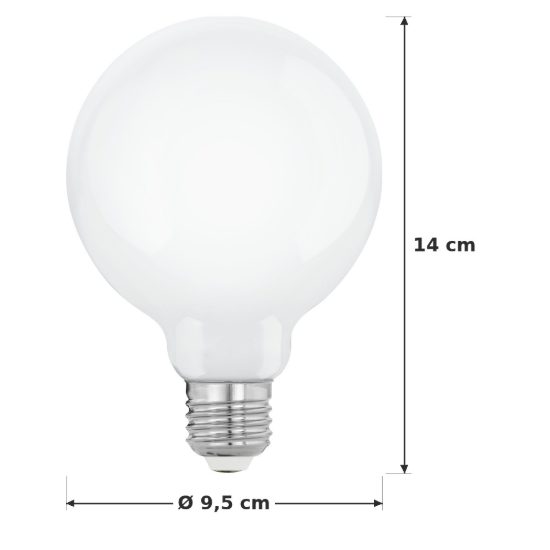 Eglo lampadina led e27 7,5w 2700k a globo opalina 9,5cm dimmerabile confezione da 4 pezzi
