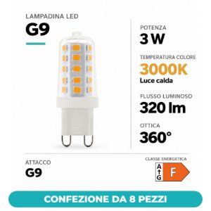Eglo lampadina led g9 3w 3000k trasparente dimmerabile confezione da 8 pezzi