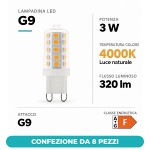 Eglo lampadina led g9 3w 4000k trasparente dimmerabile confezione da 8 pezzi