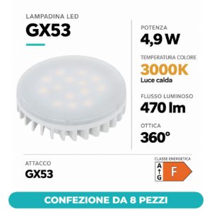 Eglo lampadina led gx53 4,9w 3000k satinata confezione da 8 pezzi