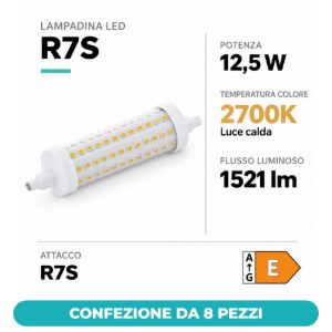 Eglo lampadina led r7s 12,5w 2700k 11,8cm trasparente dimmerabile confezione da 8 pezzi
