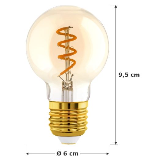 Eglo lampadina led e27 4w 2000k a globo ambrata 6cm con filamento a spirale dimmerabile confezione da 8 pezzi