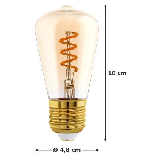 Eglo lampadina led e27 4w 2000k a oliva ambrata 4,8cm con filamento a spirale dimmerabile confezione da 8 pezzi