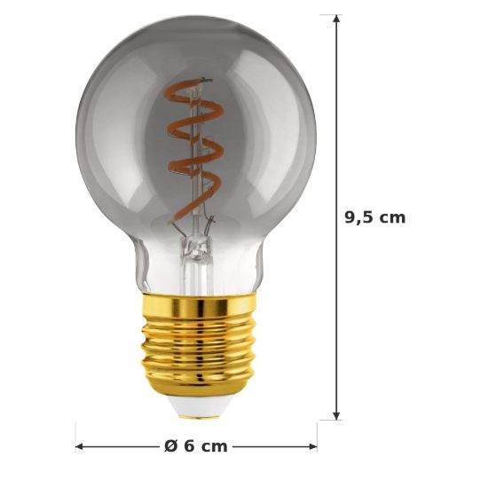 Eglo lampadina led e27 4w 2000k a globo nera trasparente 6cm con filamento a spirale dimmerabile confezione da 8 pezzi