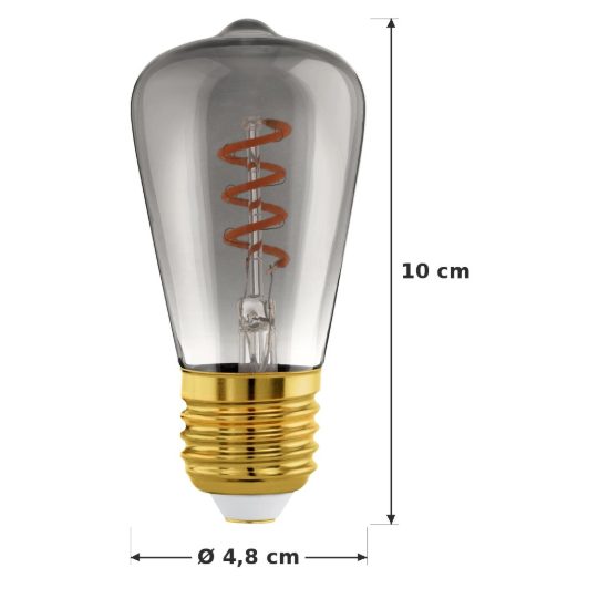 Eglo lampadina led e27 4w 2000k a oliva nera trasparente 4,8cm con filamento a spirale dimmerabile confezione da 8 pezzi