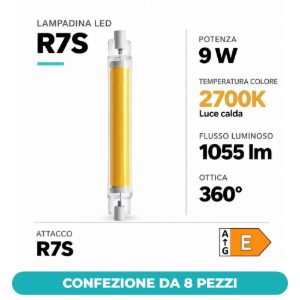 Eglo lampadina led r7s 9w 2700k 11,8cm trasparente confezione da 8 pezzi