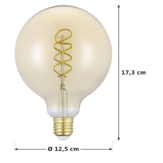 Eglo lampadina led e27 8w 2700k a globo ambrata 12,5cm con filamento a spirale dimmerabile confezione da 4 pezzi