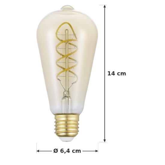 Eglo lampadina led e27 8w 2700k a oliva ambrata 6,4cm con filamento a spirale dimmerabile confezione da 8 pezzi