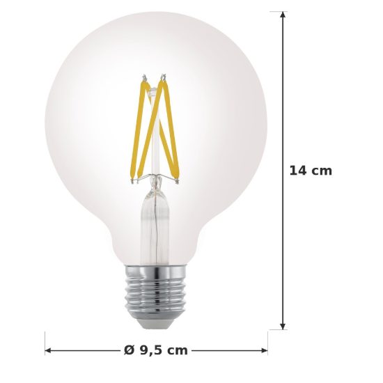 Eglo lampadina led e27 7,2w 3000k a globo trasparente dimmerabile confezione da 4 pezzi