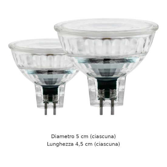Eglo lampadine led gu5,3 mr16 1,8w 2700k a riflettore trasparenti 12v 16 pezzi in 8 confezioni da 2