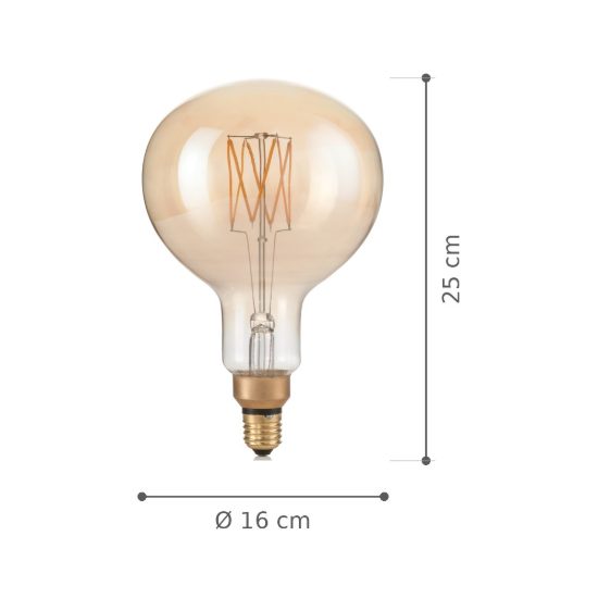 Ideal lux lampadina led e27 a globo 16cm 4w 2200k dimmerabile ambra