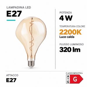 Ideal lux lampadina led e27 decorativa crash 4w 2200k ambra