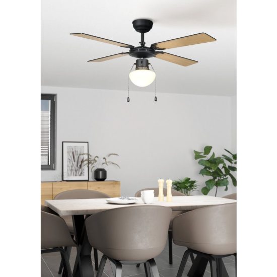 Eglo fortaleza ventilatore da soffitto con luce 106,6cm nero fino a 20 mq